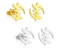 Boucles d'oreilles en forme de symbole africain pour femmes et hommes en acier inoxydable boucles d'oreilles avec symbole de l'Afrique de l'Ouest bijoux ethniques (or et argent)