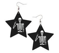 Boucles d'oreilles en forme de tête de mort, boucles d'oreilles pendantes célestes en forme d'étoile pour une utilisation polyvalente, One Size, Cuir