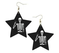 Boucles d'oreilles en forme de tête de mort, boucles d'oreilles pendantes célestes en forme d'étoile pour une utilisation polyvalente, One Size, Cuir