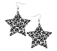 Boucles d'oreilles en forme de tête de mort pour femme, boucles d'oreilles pendantes en forme d'étoile étincelante, bijoux tendance pour soirée, One Size, Cuir