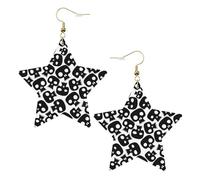 Boucles d'oreilles en forme de tête de mort pour femme, boucles d'oreilles pendantes en forme d'étoile étincelante, bijoux tendance pour soirée, One Size, Cuir