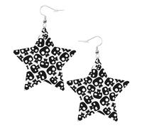 Boucles d'oreilles en forme de tête de mort pour femme, boucles d'oreilles pendantes en forme d'étoile étincelante, bijoux tendance pour soirée, One Size, Cuir