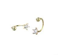 Boucles d'oreilles en forme d'étoile - 2 x 2 x 1 cm - En laiton plaqué or/argent - Bijoux tendance - Design léger et étincelant - Pour un usage quotidien et des occasions spéciales - Femme (doré)