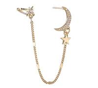 Boucles d'oreilles en forme d'étoile à suspendre sans trou pour femme avec strass