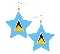 Boucles d'oreilles en forme d'étoile avec drapeau de Sainte-Lucie pour femme Bijoux tendance et cadeaux de fête d'anniversaire pour la Saint-Valentin
