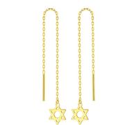 Boucles d'oreilles en forme d'étoile de David Chai à six pointes - Hexagramme juif - Amulette chaï hébraïque - Kabbale - Bijoux religieux - Cadeau pour femme, Moyen, Acier inoxydable, Pas de pierre
