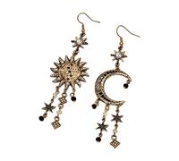 Boucles d'oreilles en forme d'étoile de lune, longues glands, accessoires de bijoux rétro pour femmes et adolescents, boucles d'oreilles soleil, lunes, étoiles, One Size, Comme décrit, Comme décrit.