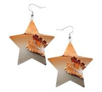 Boucles d'oreilles en forme d'étoile en cuir au coucher de soleil sur la mer avec coquillage, accessoires de mode, légers, festivals, fêtes, vie quotidienne, One Size, Cuir, Pas de pierre précieuse