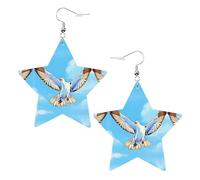 Boucles d'oreilles en forme d'étoile en cuir avec motifs mouettes en vol, accessoires légers et élégants pour les fêtes, les danses et la vie quotidienne.