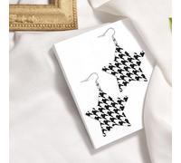 Boucles d'oreilles en forme d'étoile en cuir noir élégant pied-de-poule - Accessoires tendance et uniques pour un usage quotidien, taille unique