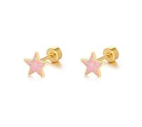 Boucles d'oreilles en forme d'étoile en titane 18 g pour femme - Plaqué or 14 carats - Hypoallergénique - Jolies paillettes - Pour cartilage, tragus - Tige à vis arrière - Piercing d'oreille sensible