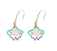 Boucles d'oreilles en forme d'éventail fabriquées à la main - Plaqué argent - Alliage anti-ternissement - Pour festivals culturels, événements formels - Vert émeraude, One Size, Comme décrit, Comme