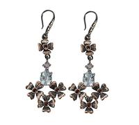 Boucles d'oreilles en grenat améthyste topaze bleue 6 x 8 mm 4 mm 2 mm - Plaqué or rose rhodium noir - Style clous en argent 925 - Boucles d'oreilles arc-en-ciel multi-pierres pour soirée, 6x8, 4, 2