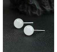 Boucles d'oreilles en Jade Blanc Hotan Naturel incrusté d'argent S925