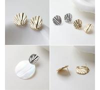 Boucles d'oreilles en laiton plaqué or 14K, 4 pièces, en forme de coquille Simple, accessoires de matériel faits à la main, fournitures de fabrication de bijoux Platinum