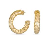 Boucles D'Oreilles En Laiton Plaqué Or Jaune Pour Femmes Et Adolescentes, Légères, Épaisses Et De Grande Taille, Avec Une Torsade Classique En Corde Tressée, D'Un Pouce Et Demi.