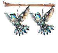 Boucles d'oreilles en marbre Boucles d'oreilles pour femmes Novelty Élégant Long perroquet Bourdon Dangle Drop Animal Boucles d'oreilles Bijoux Enfile-Boucles d'oreilles pour, taille unique, Acrylique