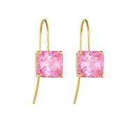 Boucles d'oreilles en or 585 véritable avec saphir princesse rose lab, forme solitaire
