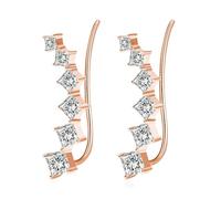 Boucles d'oreilles en Or 9K/14K/18K pour Femmes, Bijoux de Manchette d'oreille en Pierres précieuses hypoallergéniques Moissanite Climber