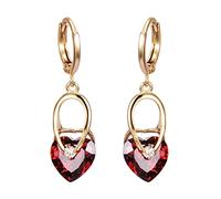 Boucles d'oreilles en Or 9K pour Femmes, Cerceau avec Creux Creux du cœur de la charité de la Gouttes de mèches Boucles d'oreilles pour Femmes Or