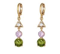 Boucles d'oreilles en Or 9k pour Femmes, Cerceau avec Triangle Boucles d'oreilles en Orage d'améthyste pour Femmes