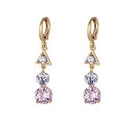 Boucles d'oreilles en Or 9k pour Femmes, Cerceau avec Triangle Boucles d'oreilles en Orage d'améthyste pour Femmes