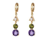 Boucles d'oreilles en Or 9k pour Femmes, Cerceau avec Triangle Boucles d'oreilles en Orage d'améthyste pour Femmes