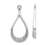 Boucles d'oreilles en or blanc 14 carats avec diamants 18 x 9 mm de large pour femme