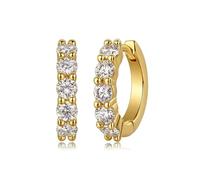 Boucles d'oreilles en or blanc 18 carats avec moissanite, forme d'éternité, or jaune 14 carats (585), Moissanite