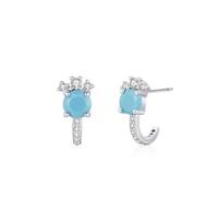 Boucles d'oreilles en or blanc Au375 9 carats avec lettre J bleue turquoise, Einheitsgröße, Platine, Turquoise