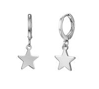 Boucles d'oreilles en Or Jaune 14K pour Les Femmes, Cerceau Poli avec des Boucles d'oreilles en Vertige étoiles pour Les Femmes Or