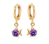 Boucles d'oreilles en Or Jaune 18K pour Les Femmes Qui pendent, la Forme du Poisson Cerceau avec des Boucles d'oreilles en Peluche à moindres pour Femmes