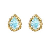 Boucles d'oreilles en or jaune 9 K/14 K/18 carats avec gouttes bleu clair aigue-marine larmes, Einheitsgröße, or jaune 18 carats (750), Aigue-marine