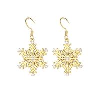 Boucles d'oreilles en or micro-incrustées flocon de neige pour femmes, boucles d'oreilles en argent de haute qualité boucles d'oreilles à clip bijoux boucles d'oreilles disque, taille unique, Cuivre