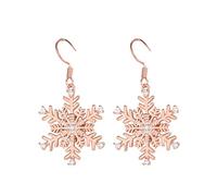 Boucles d'oreilles en or micro-incrustées flocon de neige pour femmes, boucles d'oreilles en argent de haute qualité boucles d'oreilles à clip bijoux boucles d'oreilles disque, taille unique, Cuivre