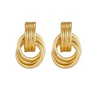 Boucles d'oreilles en or pour femme | Lot de 2 boucles d'oreilles pendantes épaisses tendance | Pour déclaration, festivals, fêtes, vacances, vacances, plages, anniversaires