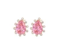 Boucles d'oreilles en or rose 9 K/14 K/18 K véritable avec gouttes Rose Lab Saphir rose larmes, Einheitsgröße, Or rose 14 carats (585), Saphir rose créé en laboratoire