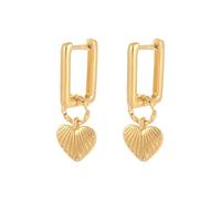 Boucles D'oreilles En or Une Boucle D'oreille Multi Métal Carré Boucle D'oreille Simple Rayé Pendentif En Forme De Coeur Petit Boho Coeur Hoop Boucles D'oreilles Bijoux À La Main Cadeau