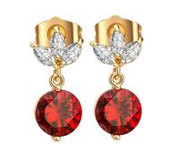 Boucles d'oreilles en orde en Or 14K pour Femmes, Feuilles avec des Boucles d'oreilles en ébauche Rond en Moissanite pour Les Femmes Gold