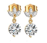 Boucles d'oreilles en ornière en Or 18 carats pour Femmes, Feuilles avec des Boucles d'oreilles de Bouchons de Moissanite Ronds pour Les Femmes Or