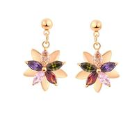 Boucles d'oreilles en ornière en Or 18 carats pour Femmes, Forme de Fleur avec Boucles d'oreilles en Peluche à moindres pour Femmes