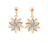 Boucles d'oreilles en ornière en Or 18 carats pour Femmes, Forme de Fleur avec Boucles d'oreilles en Peluche à moindres pour Femmes