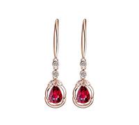 Boucles d'oreilles en Peluche, Boucles d'oreilles en Or Rose 18CT Baisse de 1,35 CMT de Boucles de Chute Rouge en Forme de Diamant en Or Rose