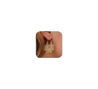 Boucles d'oreilles en peluche de chute de femmes Boho Boucles d'oreilles à fleurs vintage pour filles Mandala Fashion Hollow Tribal Tribal ethnique Gsie Géométrique Floral Boucles