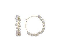 Boucles D'oreilles En Perles Blanches Luxenter Milba Finies En Or Jaune 18 Carats.