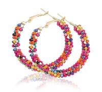 Boucles d'oreilles en perles colorées de Bohême pour femme, Boucles d'oreilles arc-en-ciel, boucles d'oreilles en perles à la mode pour femme, Hypoallergénique/résine, pour filles Accessory Cadeaux
