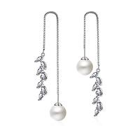 Boucles d'oreilles en perles de cellule pour femmes 925 bijoux pierres précieuses longue gouttes d'oreille asymétrique