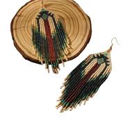 Boucles d'oreilles en perles faites à la main avec perles de verre vintage florales pour femmes, taille unique, Comme décrit, Comme décrit.