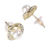 Boucles d'oreilles en perles orientales avec 7 12 perles d'eau douce naturelles de 4 à 5 mm, conçues avec des techniques de déconstruction géométrique et base légère en acier inoxydable 316L avec