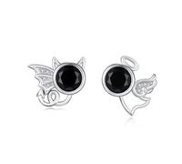Boucles d'oreilles en pierre de lune 925 en argent sterling angélique diabolique pour Halloween, boucles d'oreilles à tige en pierre de lune pour femmes, hypoallergéniques, bijoux pour Noël